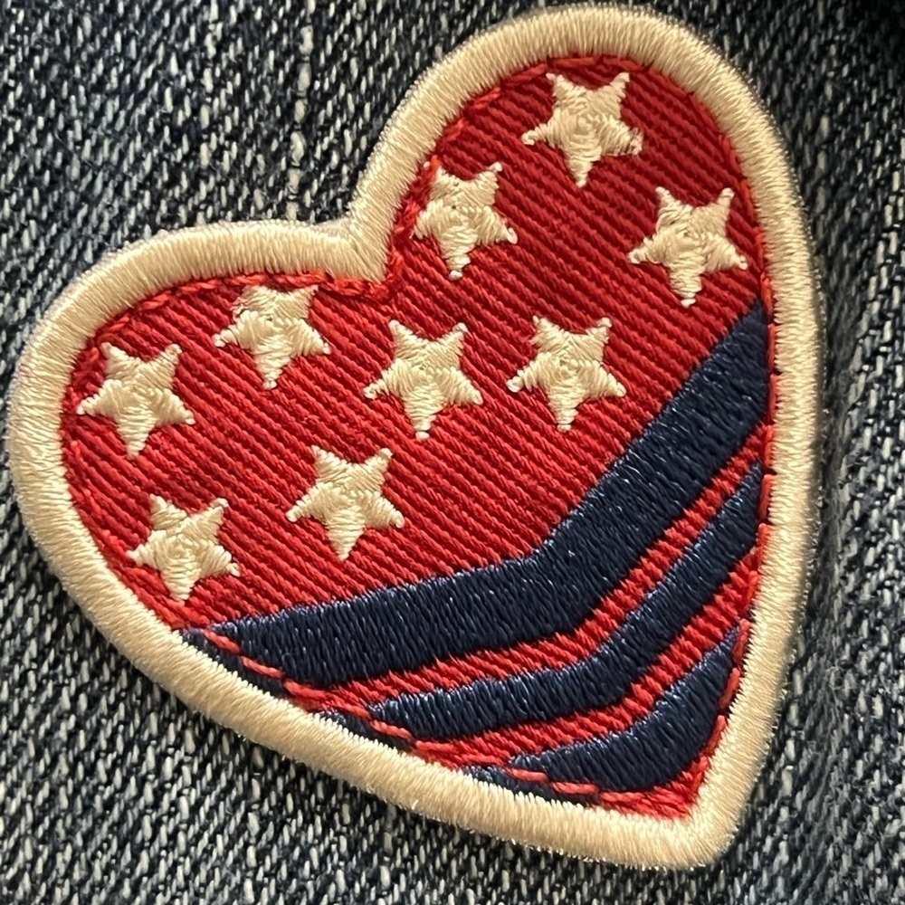 American Eagle Denim Vest Small Patchwork Button … - image 10